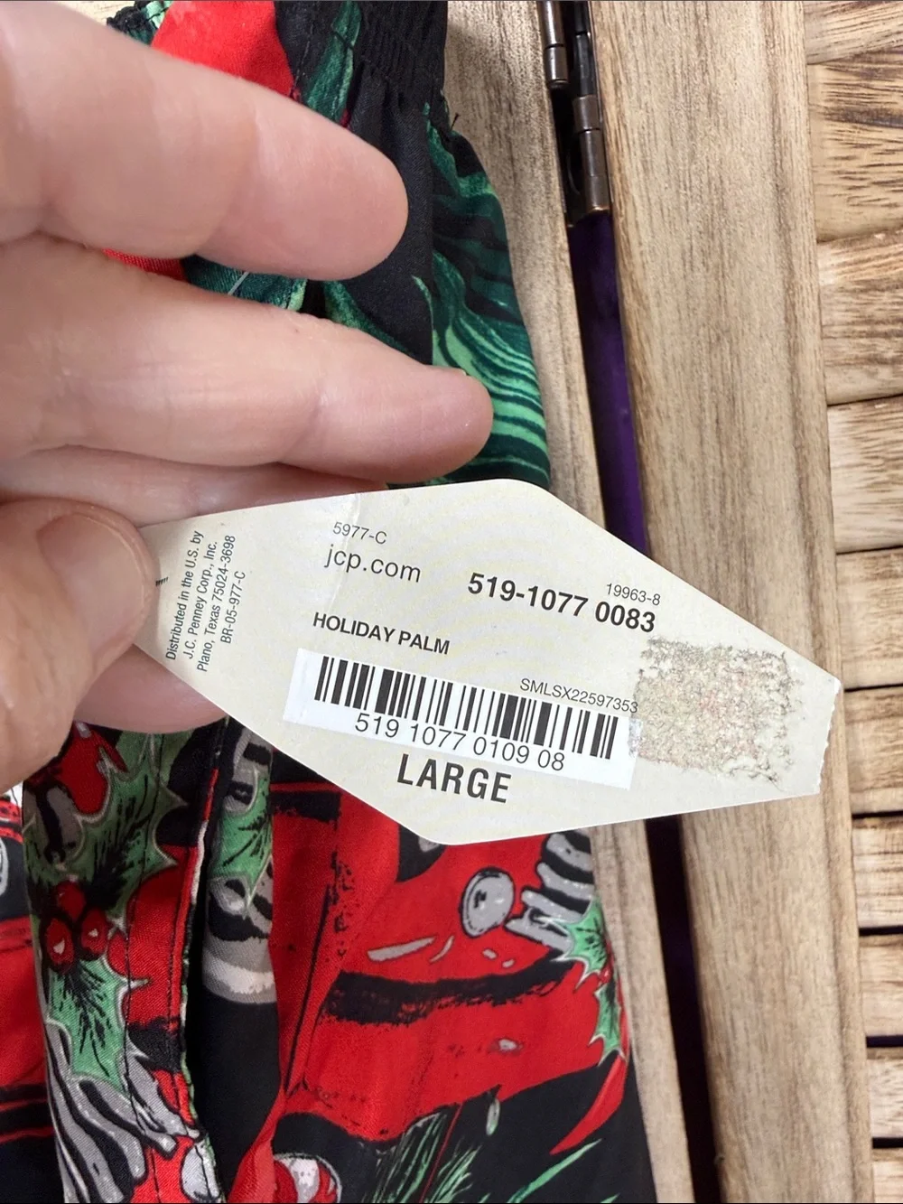 Island Shores NWT Tropical Red Truck Christma Palm Print Swim Shorts Size L